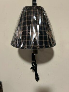 New Country wrought iron strap lamp with star shade - plug in lamp